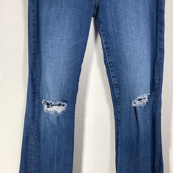 AG Adriano Goldschmeid Jeans 26 (26x27") Blue Mid Rise Straight Leg Distressed - Picture 5 of 15